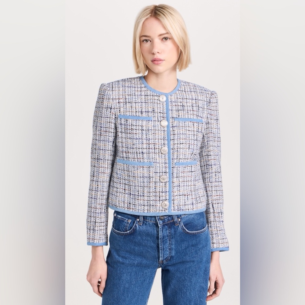 Elie Tahari Blue and White Tweed Blazer - Picture 12 of 16